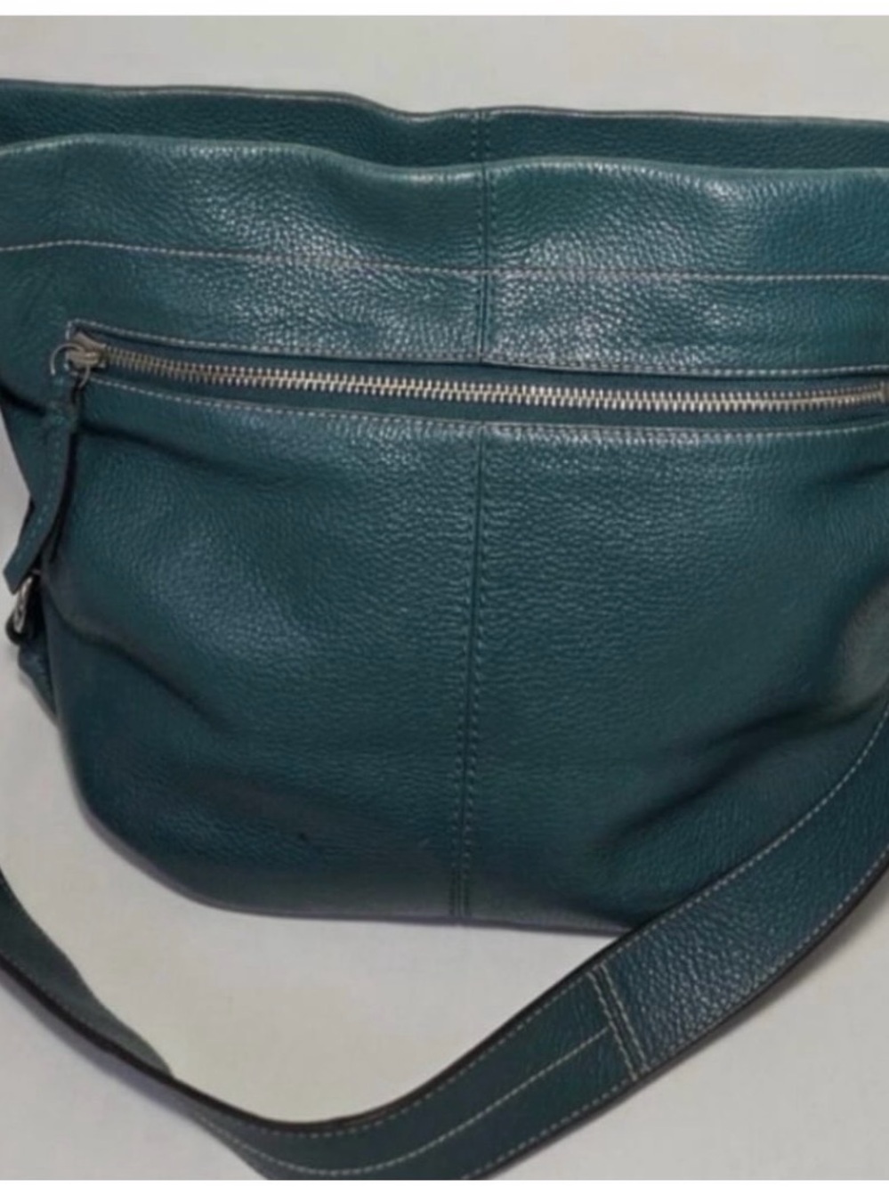 Coach Teal Leather Pebbled Shoulder Bag